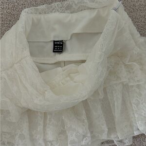 SHEIN Ivory Lace A-Line Skirt